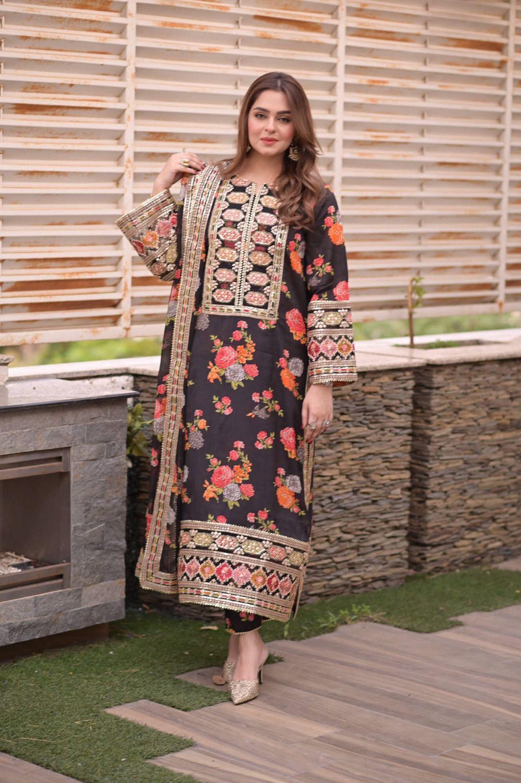 Lawn 3pc usntitched Printed Dress