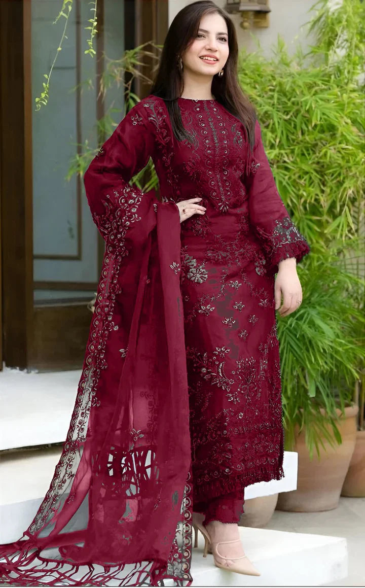 Lawn 3pc unstitched fully embroidered summer collection suit