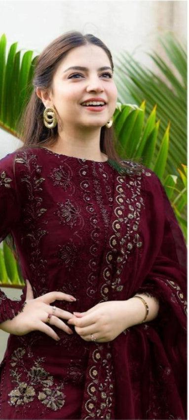 Lawn 3pc unstitched fully embroidered summer collection suit